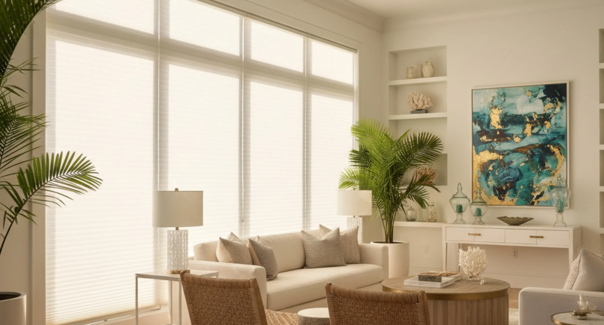 cellular-shades-coastal-living-room-turquoise-art-rattan@4x