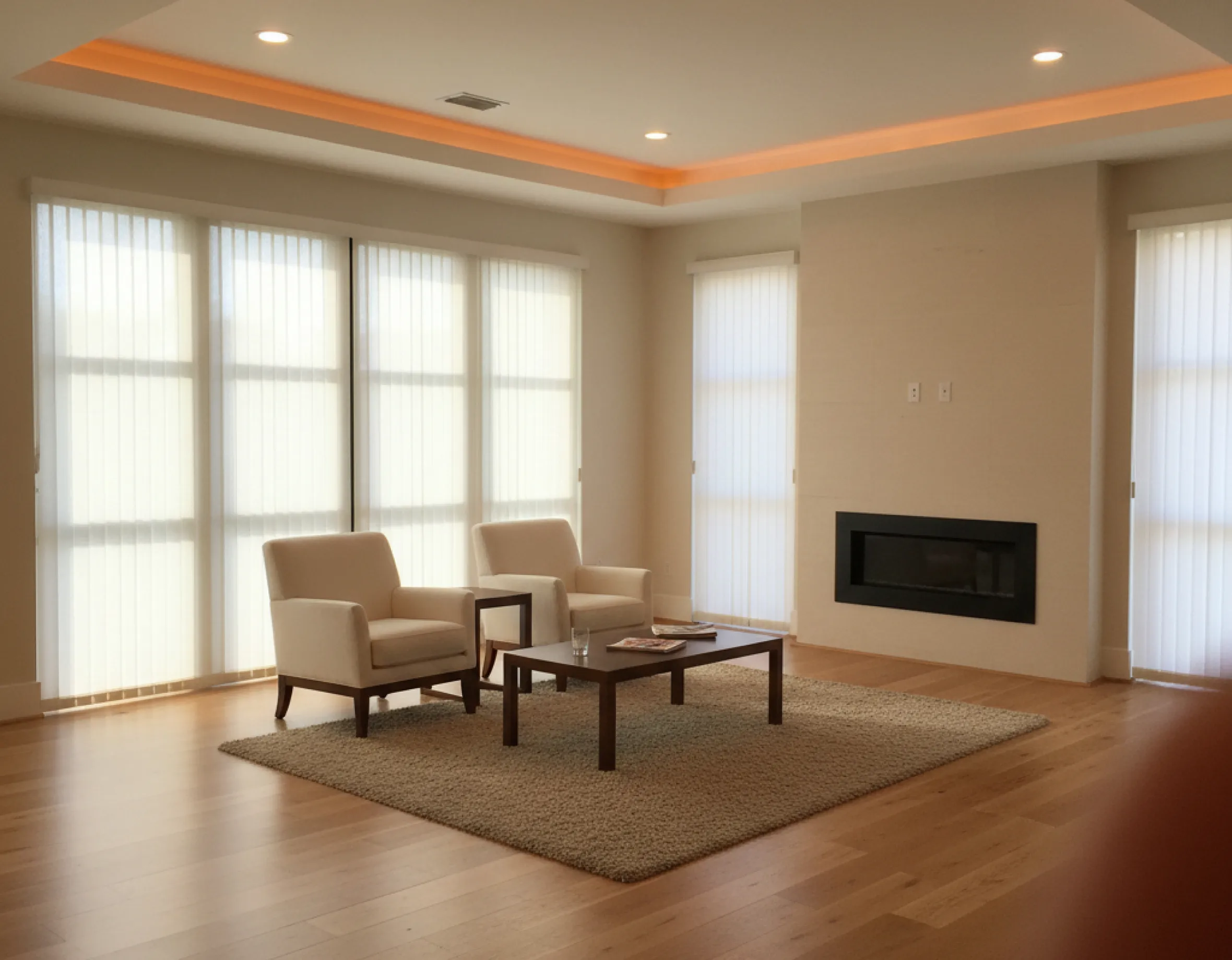 contemporary-living-room-white-sheer-blinds-natural-light